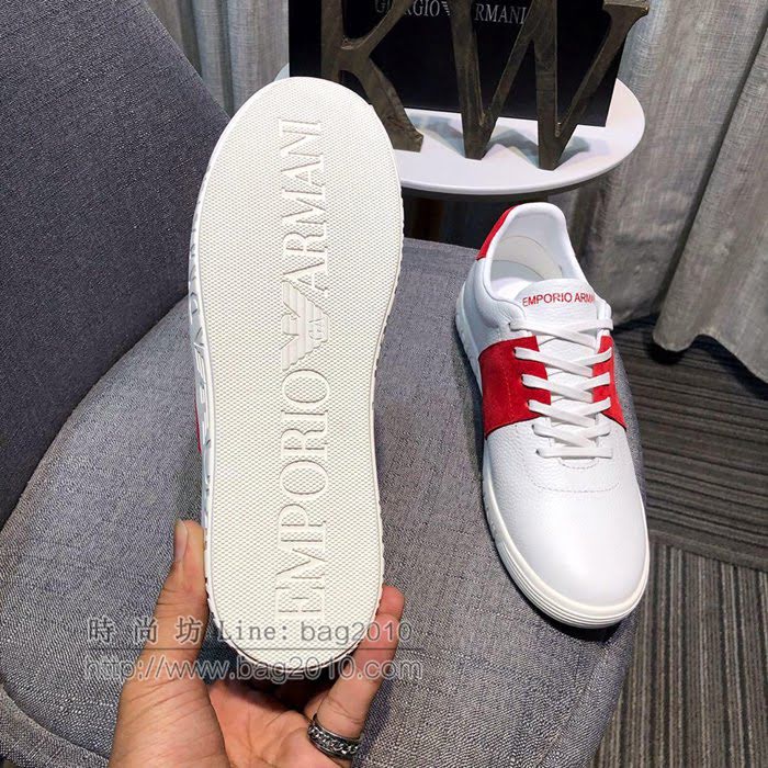 Armani男鞋 高端品質 品牌logo裝飾 荔枝紋牛皮 阿瑪尼低幫休閒男鞋  jpx1254